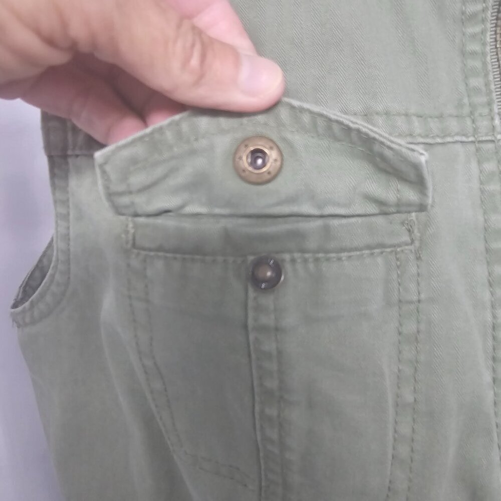 Merona Vest Olive Green Utility Gorpcore Zip Hiking Military Punk S - Picture 4 of 12